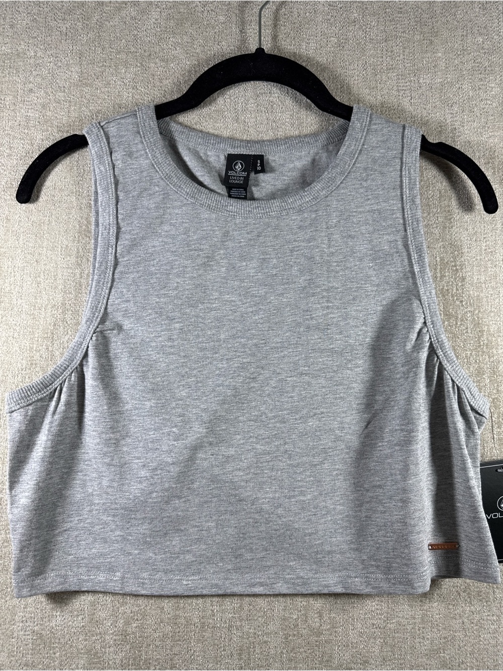 Volcom Lived In Lounge Gray Cropped Tank Top Size X-Small NWT